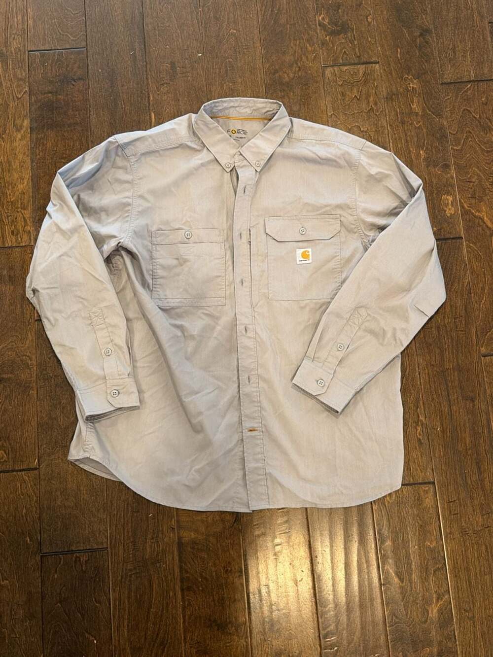 Carhartt Force Ridgefield Solid Long Sleeve Button-Down Shirt Grey XL